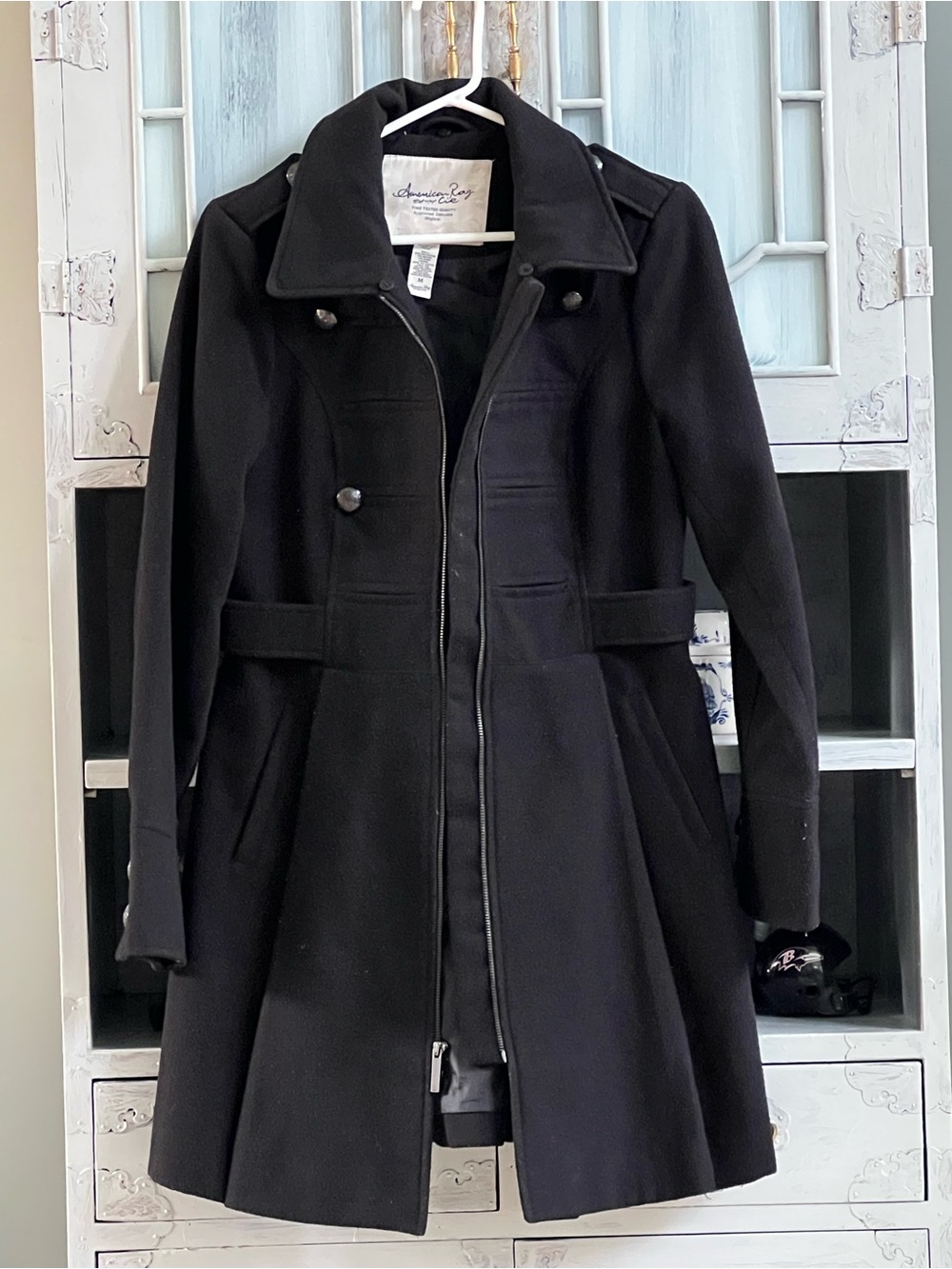 American Rag Cie Black Tailored Double-Breasted Trench Coat Medium